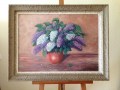 Jarro de ceramica con Lilas violetas de F. Antoine